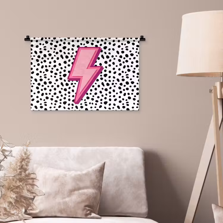 Wandkleed - Bliksem - Roze - Stippen — 2