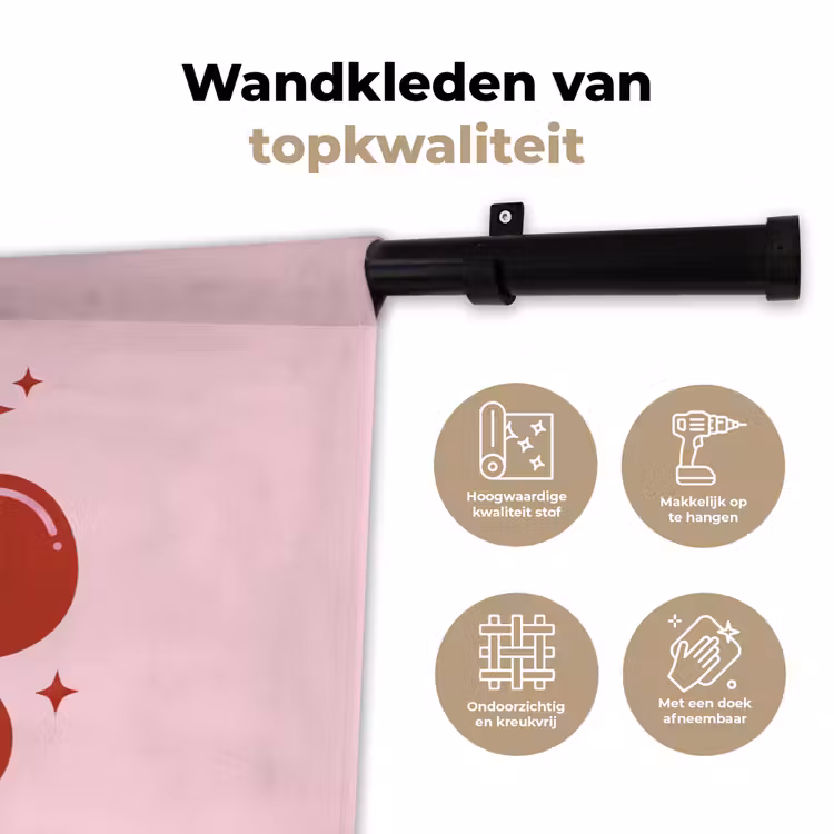 Wandkleed - Bloem - Roze - Hartjes — 3