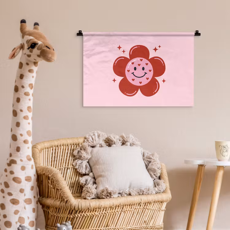 Wandkleed - Bloem - Roze - Hartjes — 5