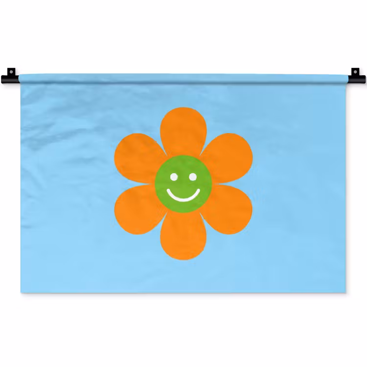 Wandkleed - Bloem - Smiley - Kleurrijk — 1
