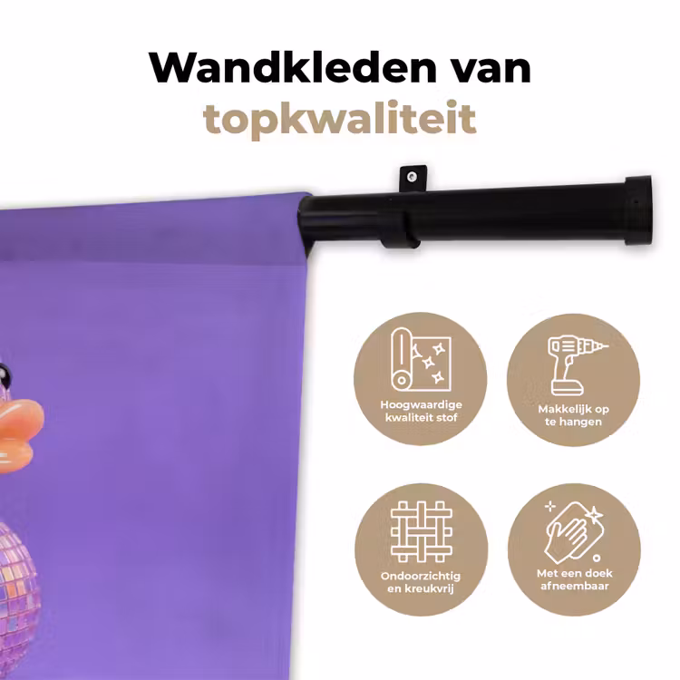 Wandkleed - Disco - Eend - Paars — 3