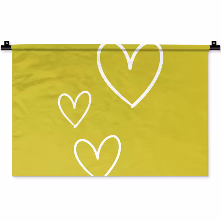 Wandkleed - Groen - Hartjes - Wit — 1