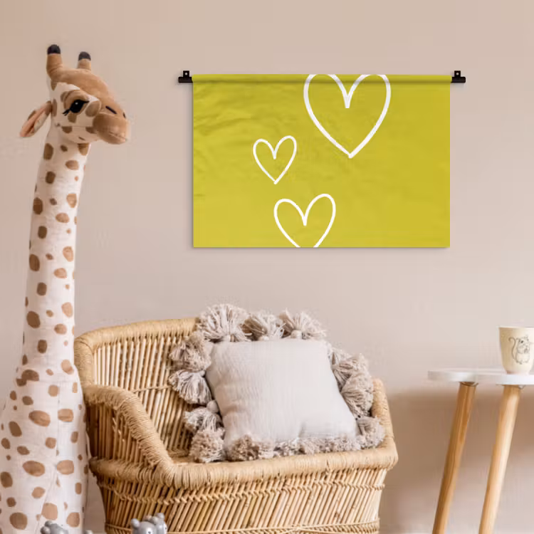 Wandkleed - Groen - Hartjes - Wit — 5