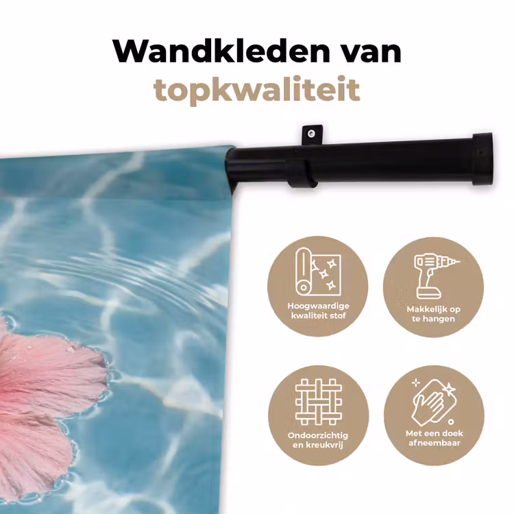 Wandkleed - Hibiscus - Water - Roze — 3