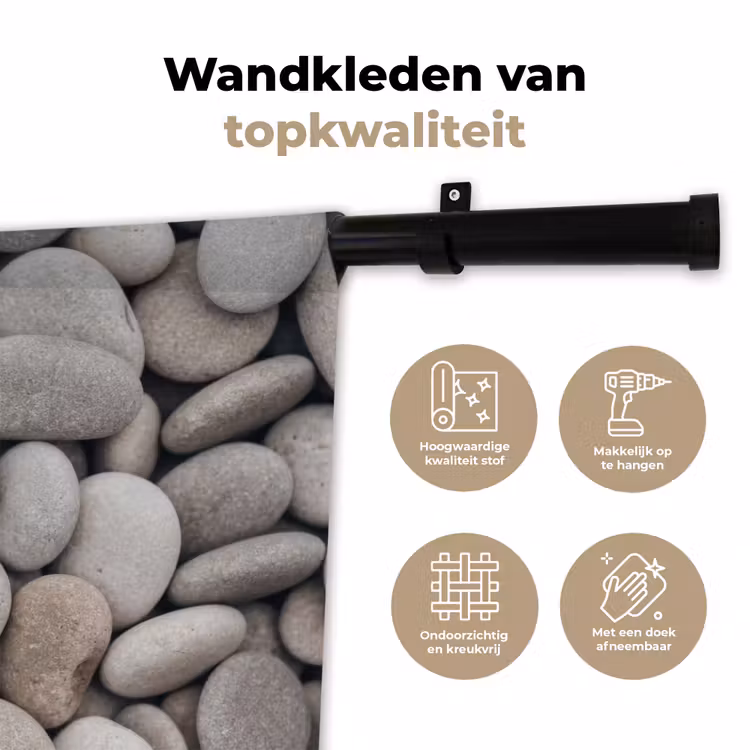 Wandkleed - Kiezels - Stenen - Grijs — 3