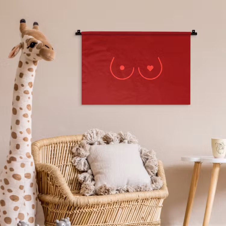 Wandkleed - Minimalistisch - Lijnillustratie - Rood — 5