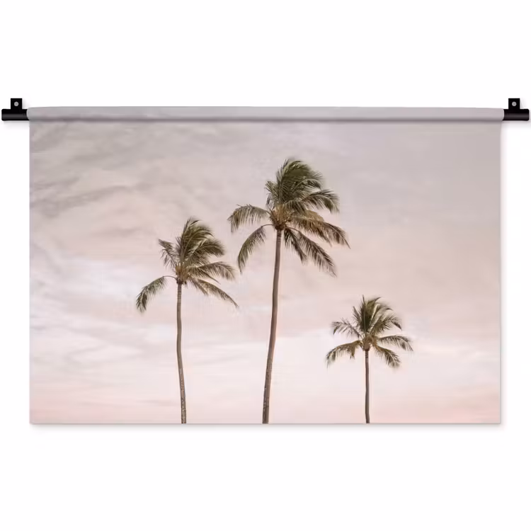 Wandkleed - Palmbomen - Zonsondergang - Roze — 1