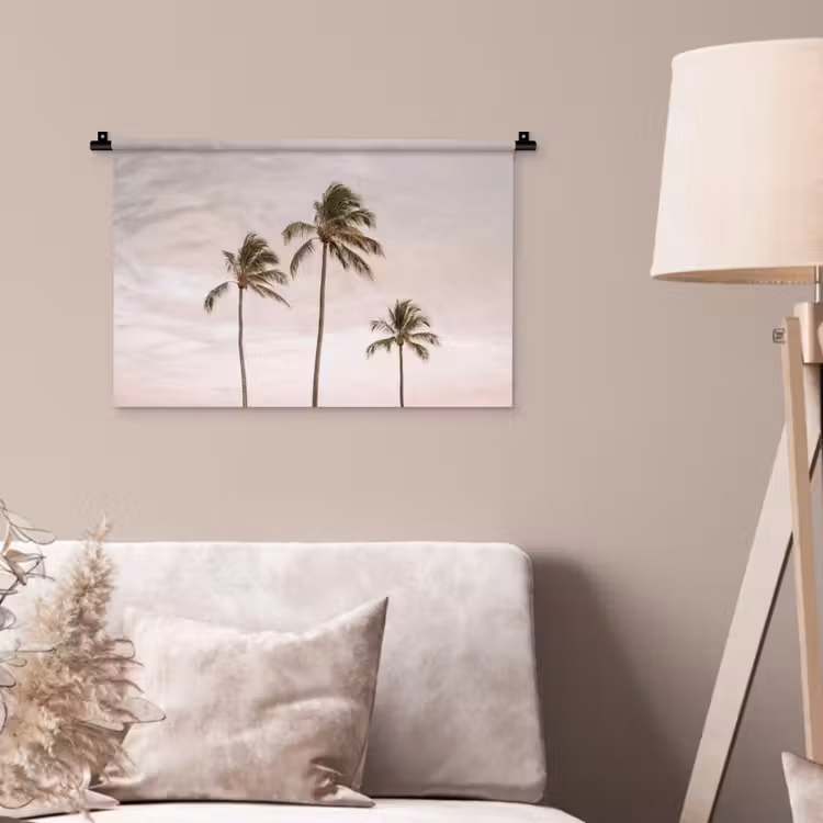 Wandkleed - Palmbomen - Zonsondergang - Roze — 2