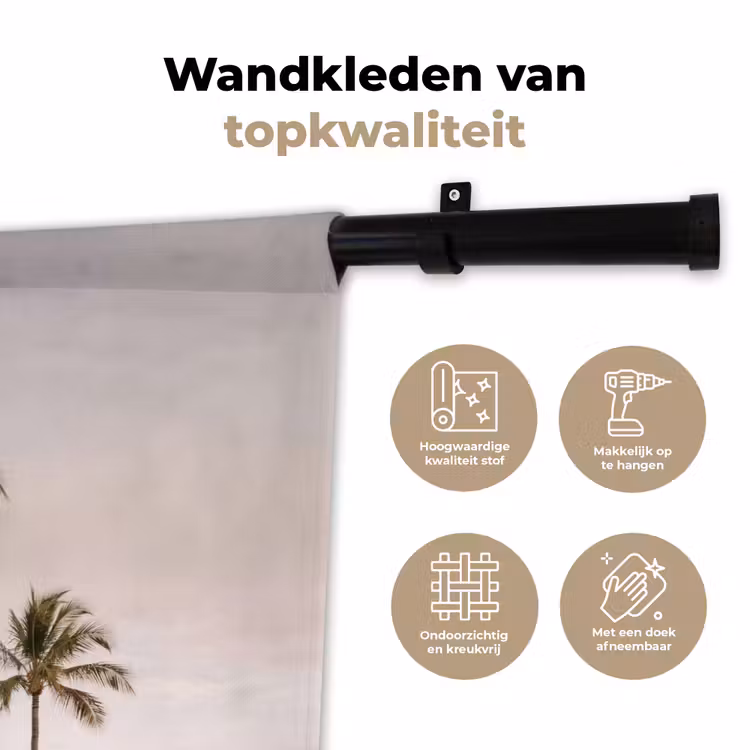 Wandkleed - Palmbomen - Zonsondergang - Roze — 3