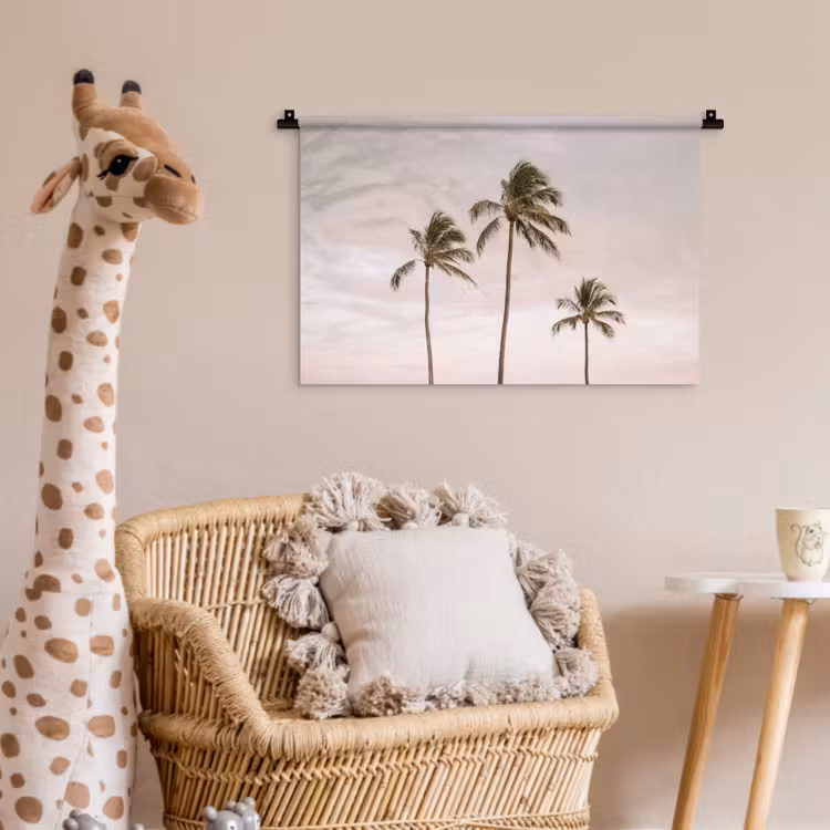 Wandkleed - Palmbomen - Zonsondergang - Roze — 5