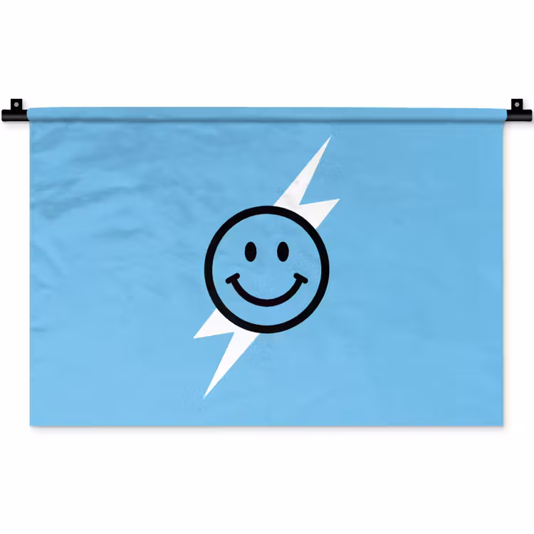 Wandkleed - Smiley - Blauw - Bliksem — 1