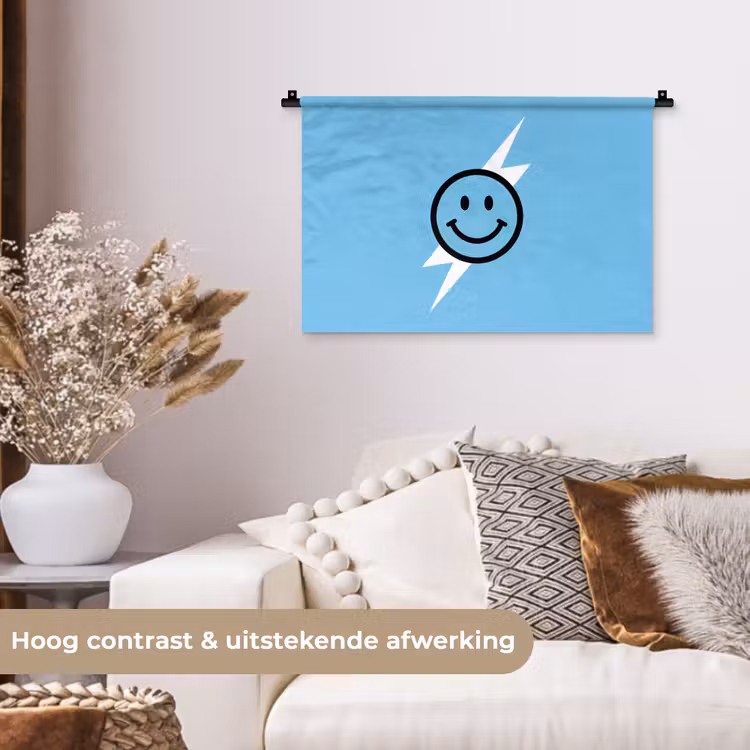 Wandkleed - Smiley - Blauw - Bliksem — 4