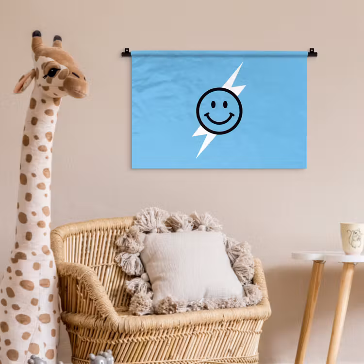 Wandkleed - Smiley - Blauw - Bliksem — 5