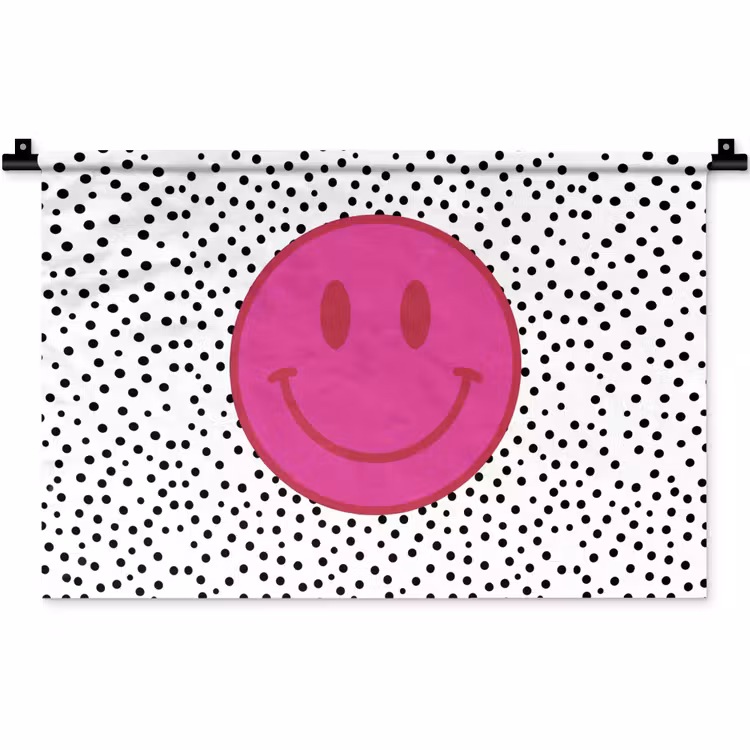Wandkleed - Smiley - Roze - Stippen — 1