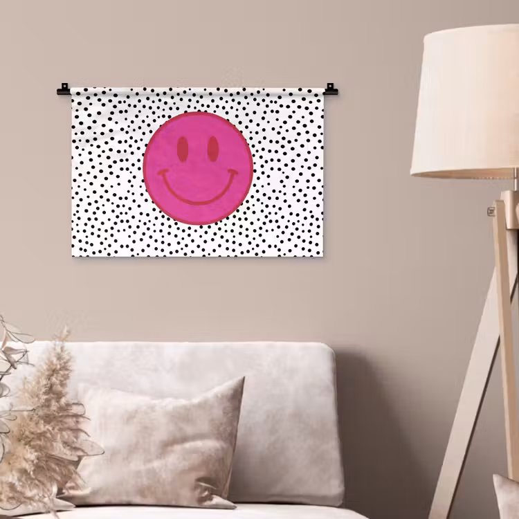 Wandkleed - Smiley - Roze - Stippen — 2
