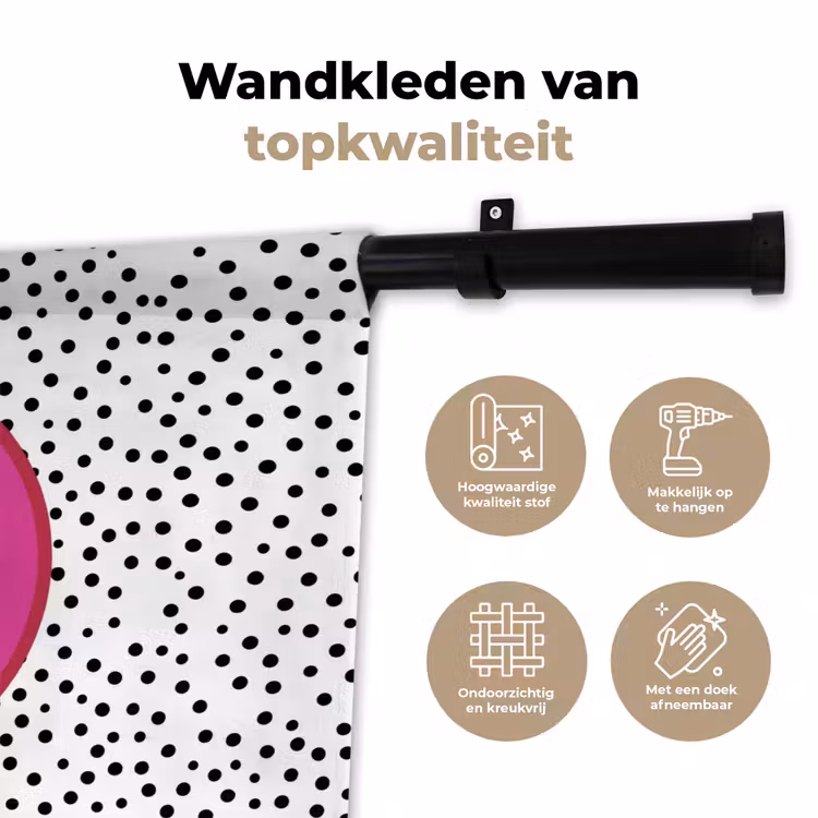 Wandkleed - Smiley - Roze - Stippen — 3