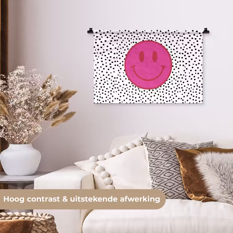 Wandkleed - Smiley - Roze - Stippen — 4