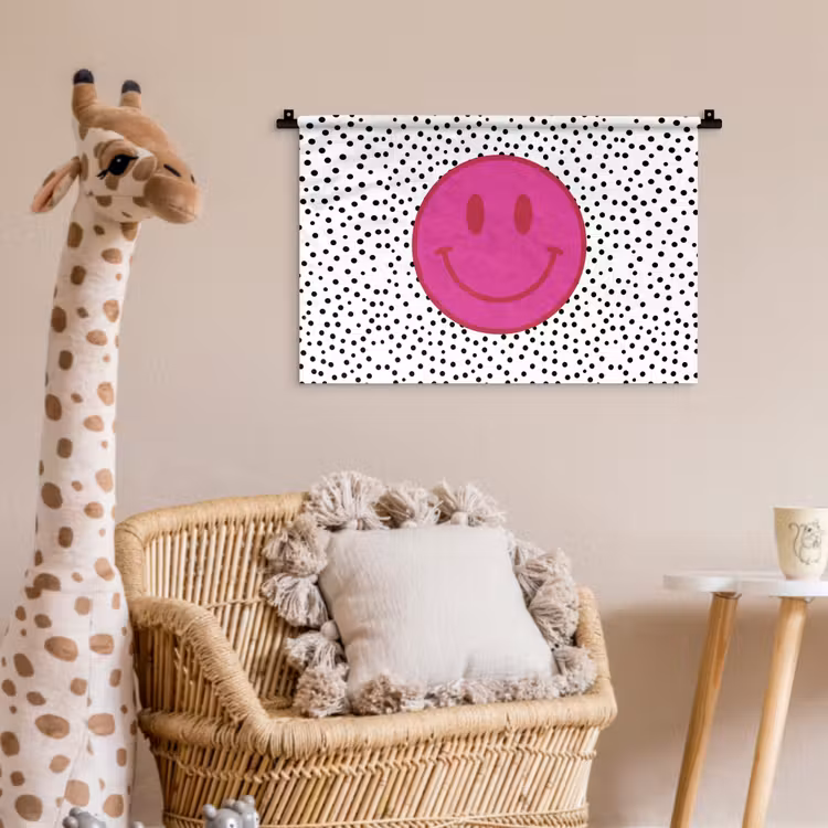 Wandkleed - Smiley - Roze - Stippen — 5