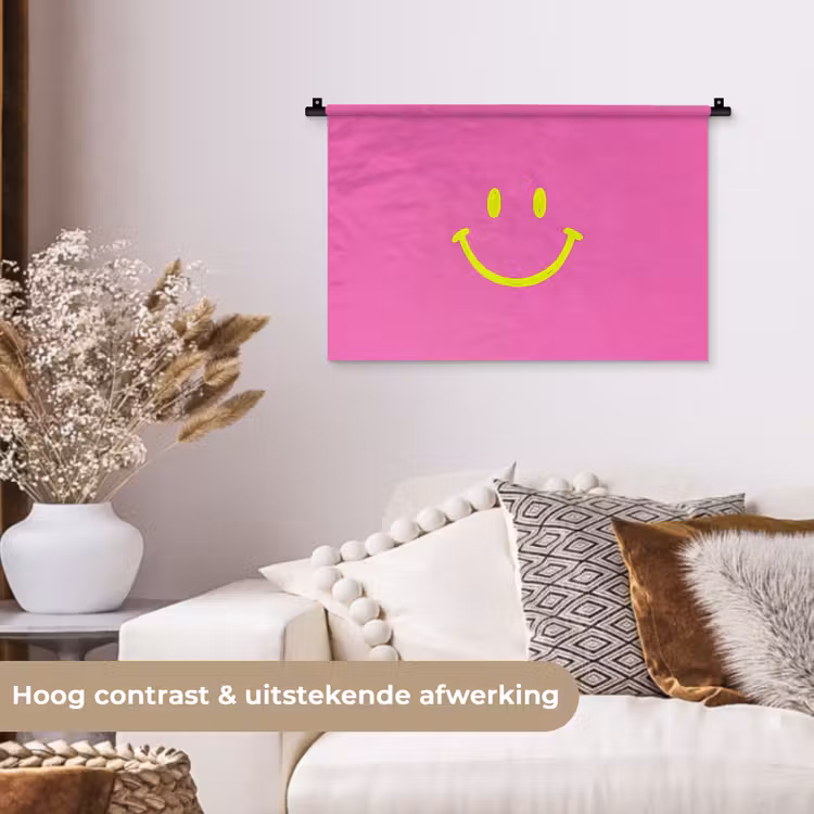 Wandkleed - Smiley - Vrolijk - Roze — 4