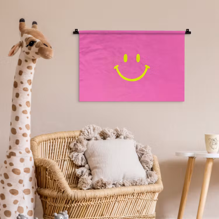 Wandkleed - Smiley - Vrolijk - Roze — 5
