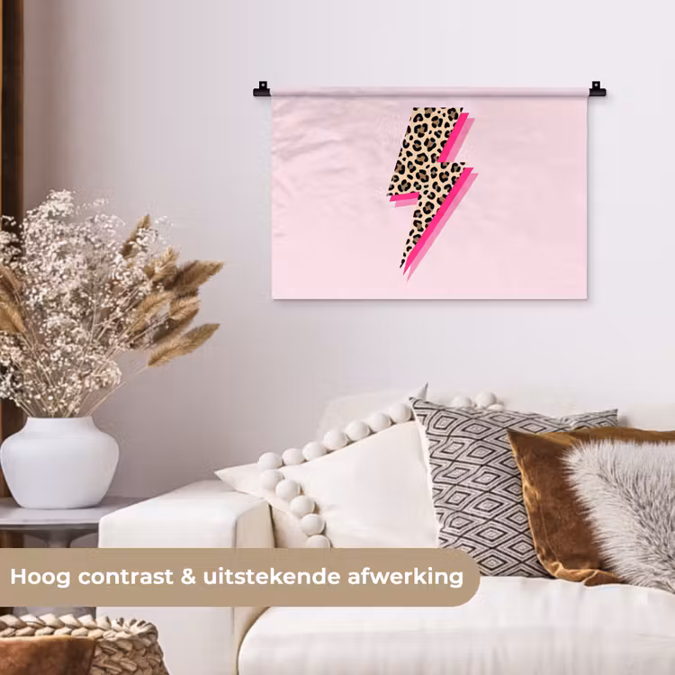Wandkleed - Stippen - Roze - Bliksem — 4