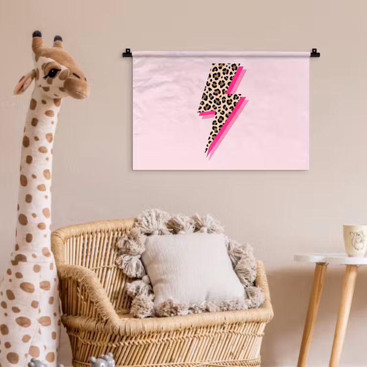 Wandkleed - Stippen - Roze - Bliksem — 5