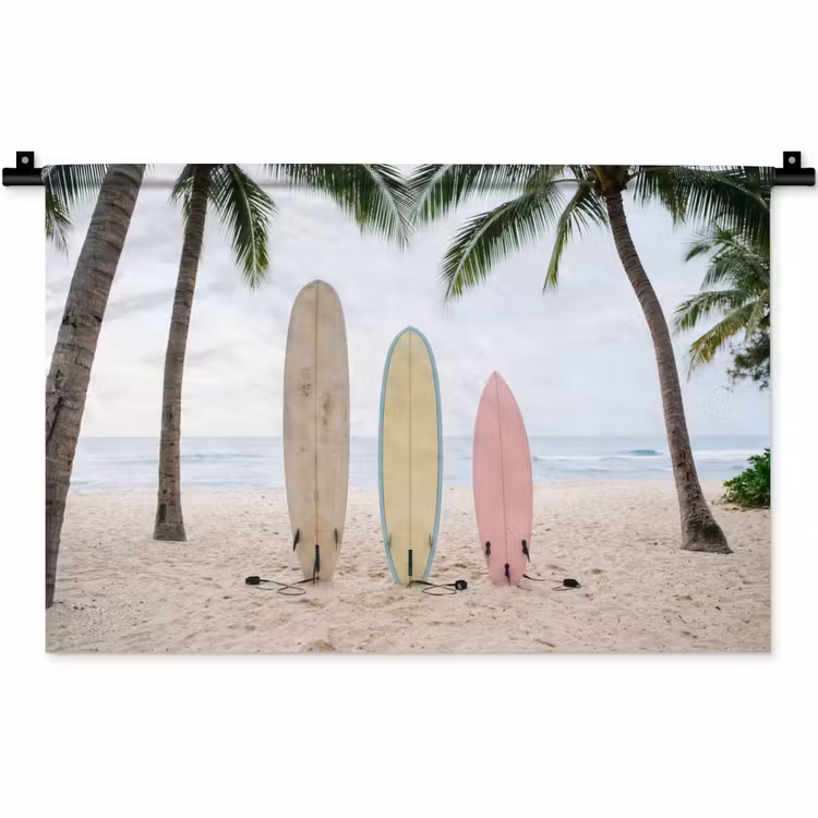 Wandkleed - Surfboard - Palmbomen - Kleurrijk — 1