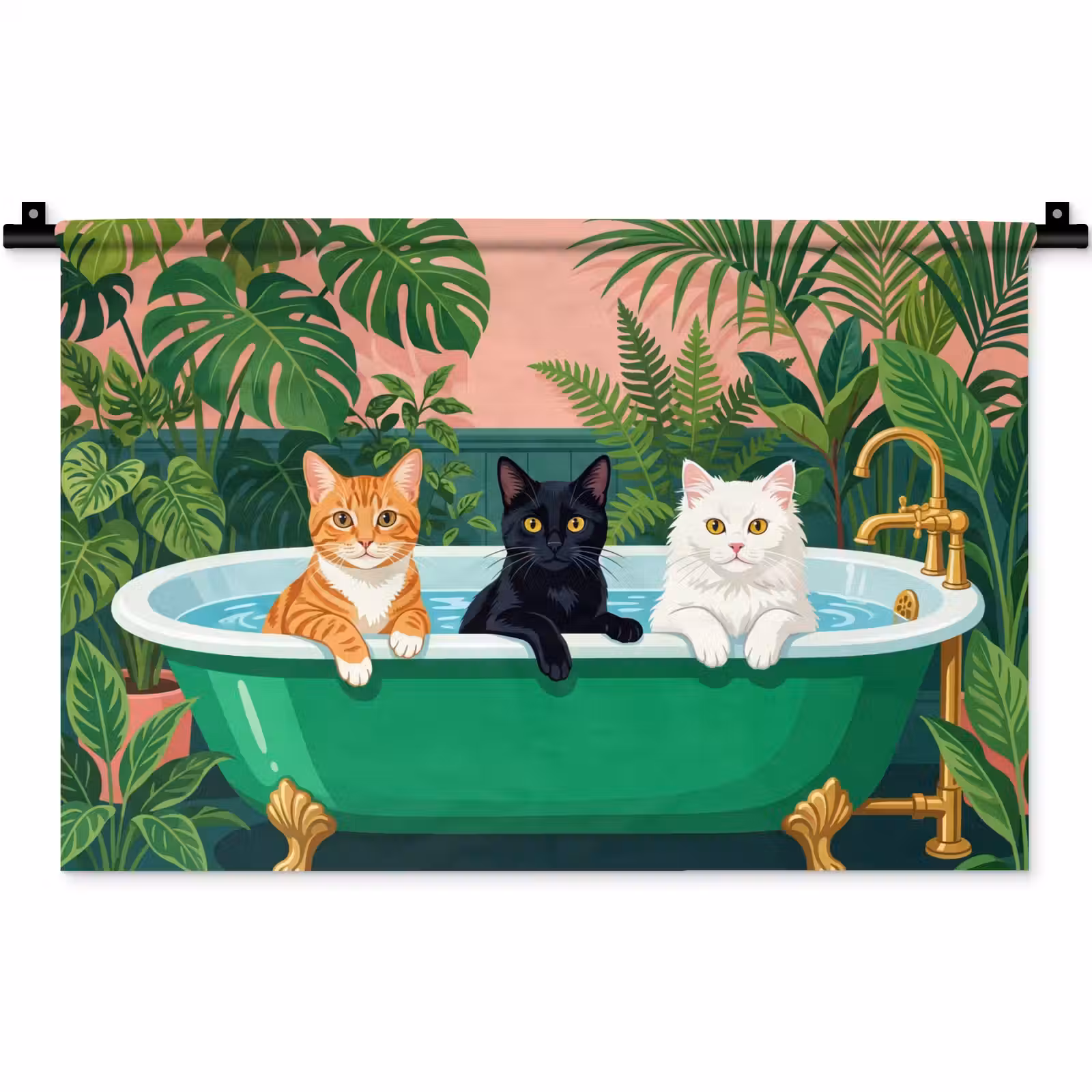 Wandkleed - Badkamer - Kattenparade - Kleurrijk — 1