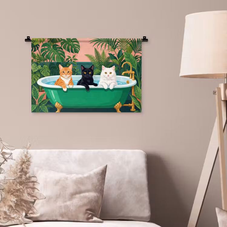 Wandkleed - Badkamer - Kattenparade - Kleurrijk — 2