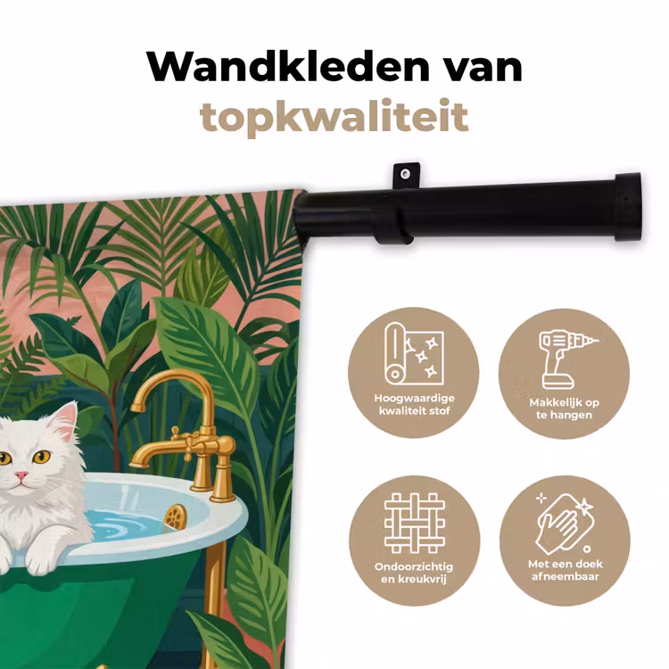 Wandkleed - Badkamer - Kattenparade - Kleurrijk — 3