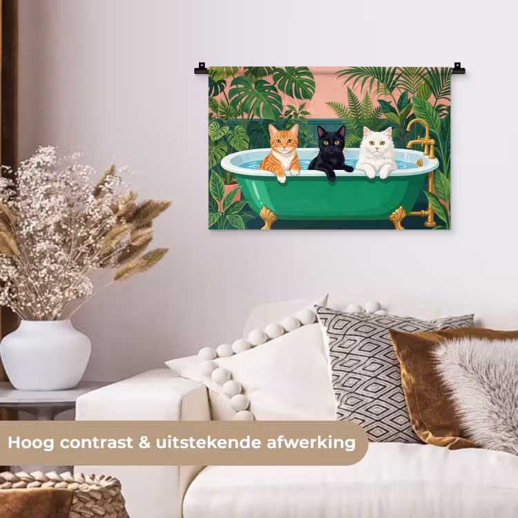 Wandkleed - Badkamer - Kattenparade - Kleurrijk — 4