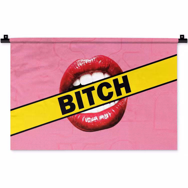 Wandkleed - Lippen - Tekst - Kleurrijk — 1