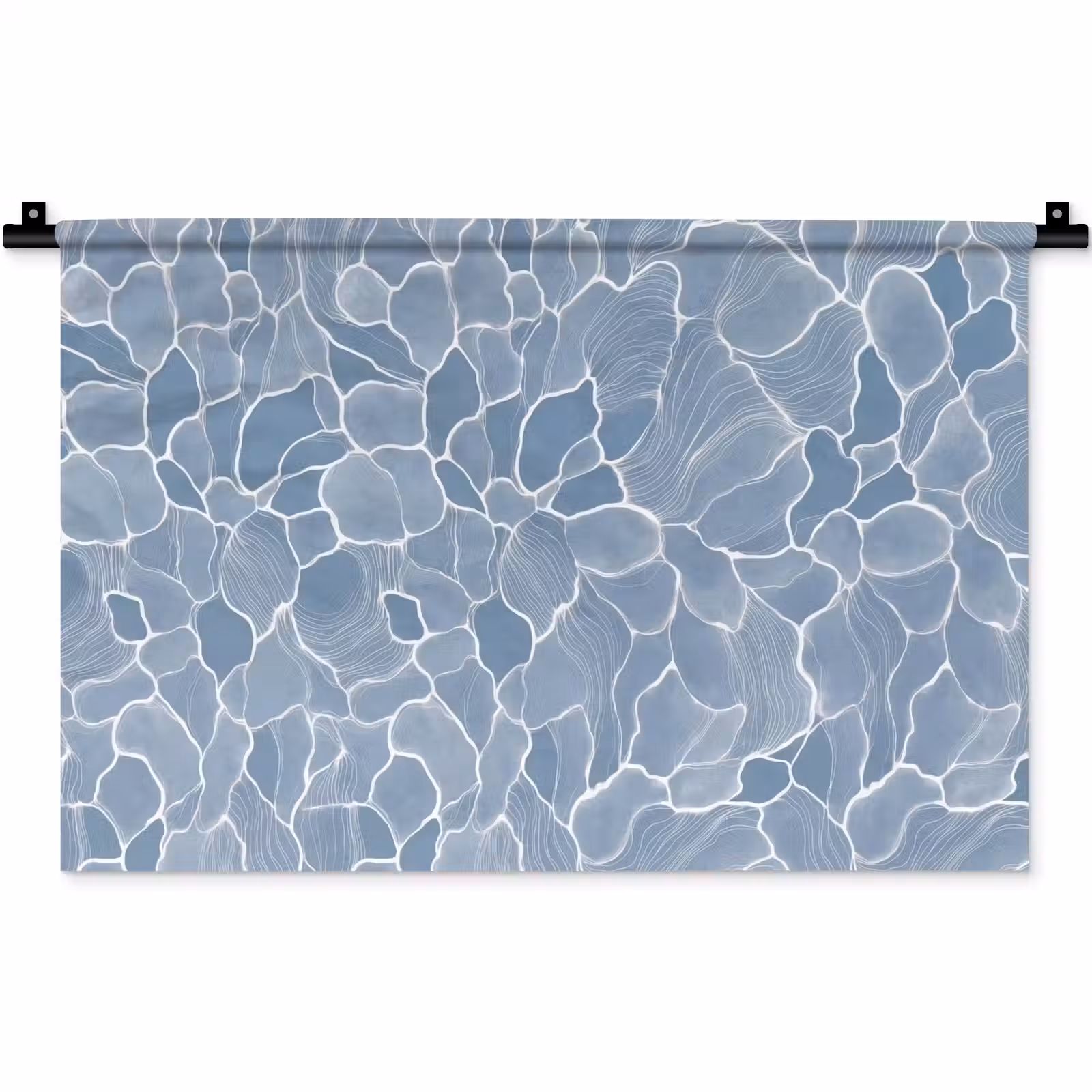 Wandkleed - Abstract - Blauw - Bladeren — 1
