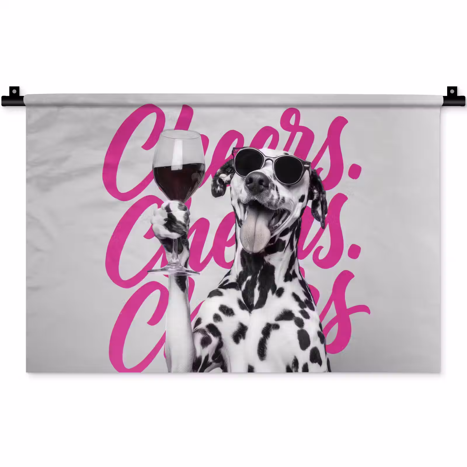 Wandkleed - Cheers - Hond - Roze - Wijn — 1