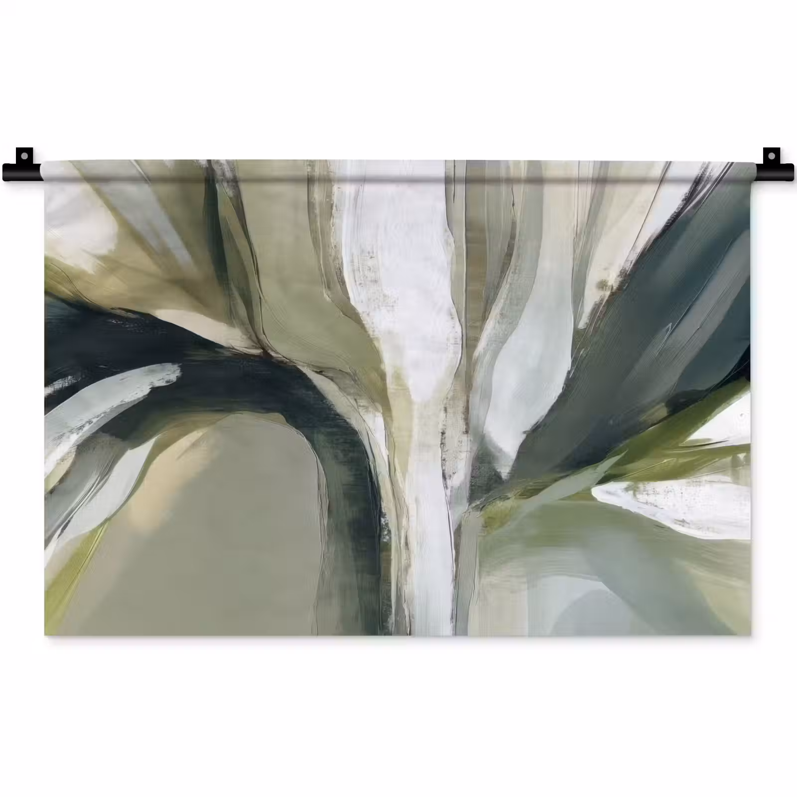Wandkleed - Natuur - Abstract - Groen - Penseelstreken — 1