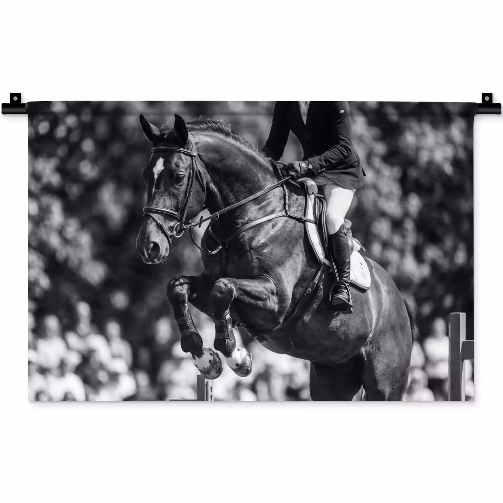 Wandkleed - Springen - Paard - Zwart - Wit — 1