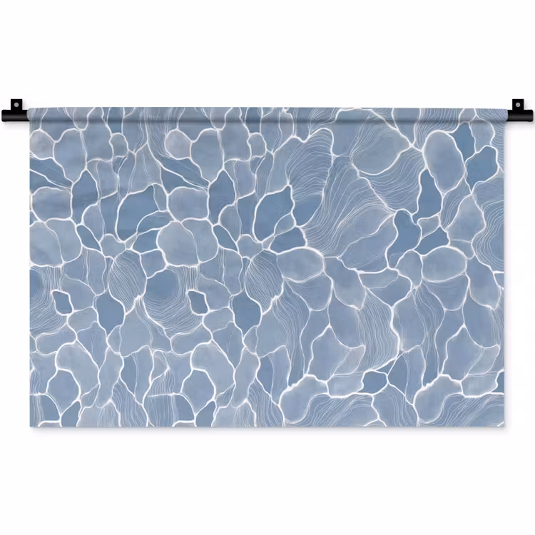 Wandkleed - Abstract - Blauw - Bladeren — 1