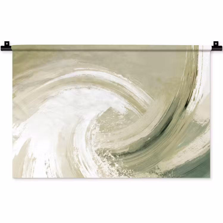 Wandkleed - Abstract - Penseelstreken - Golven - Groen — 1