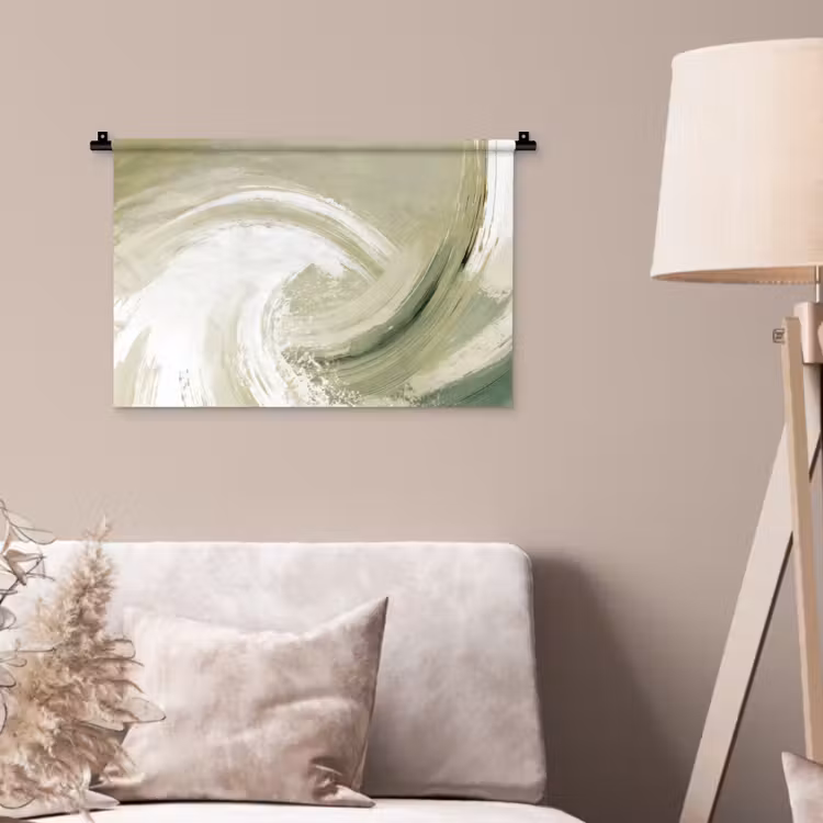 Wandkleed - Abstract - Penseelstreken - Golven - Groen — 2