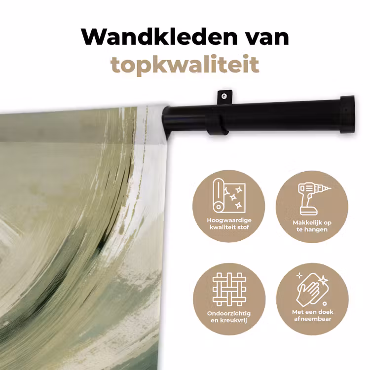 Wandkleed - Abstract - Penseelstreken - Golven - Groen — 3