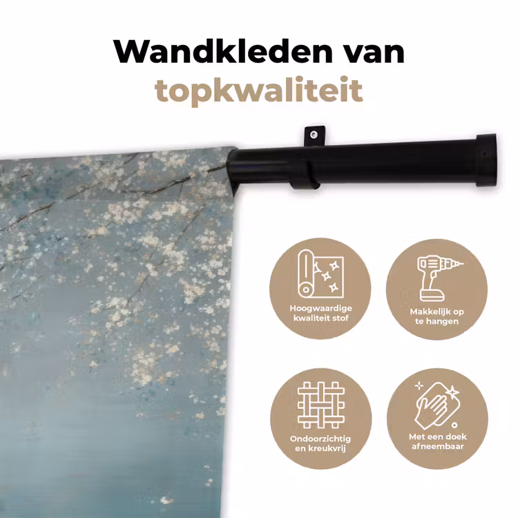 Wandkleed - Bloesems - Minimalistisch - Wateroppervlak - Boot — 3