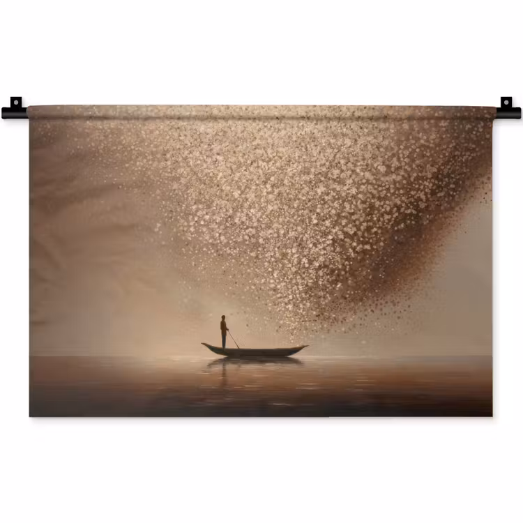 Wandkleed - Bootje - Blaadjes - Goud - Water — 1