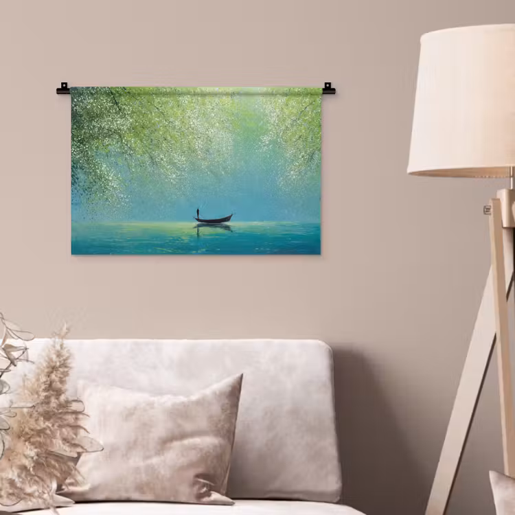 Wandkleed - Bootje - Water - Bladeren - Bloesems — 2