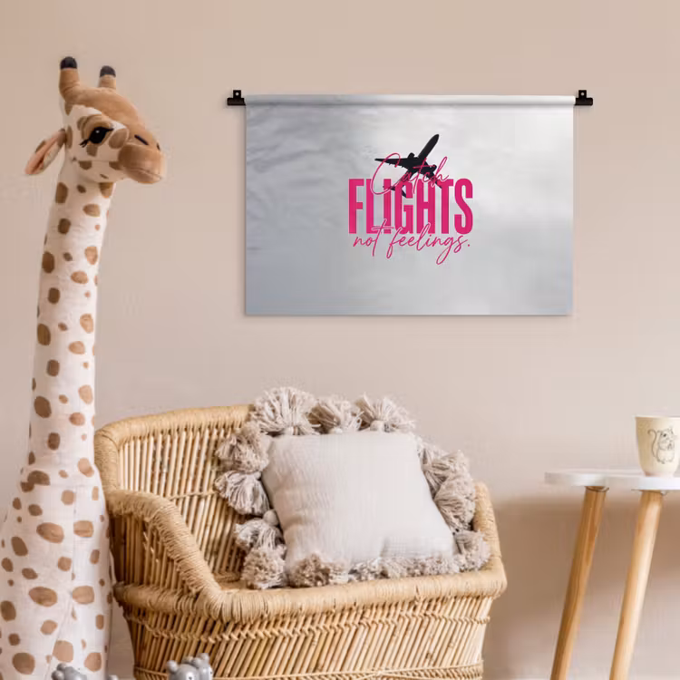 Wandkleed - Catch flights not feelings - Vliegtuig - Roze — 5