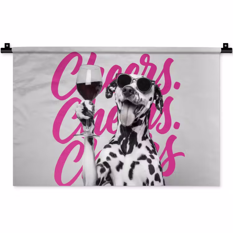 Wandkleed - Cheers - Hond - Roze - Wijn — 1