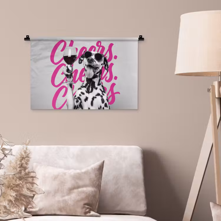 Wandkleed - Cheers - Hond - Roze - Wijn — 2