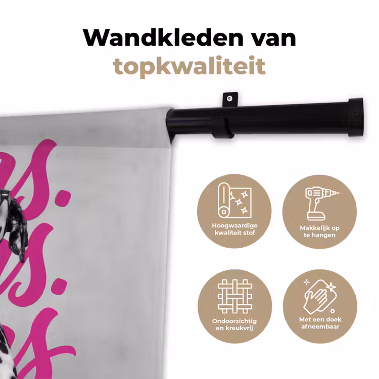 Wandkleed - Cheers - Hond - Roze - Wijn — 3
