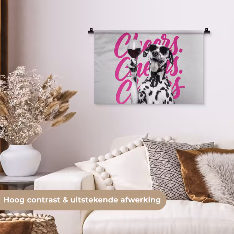 Wandkleed - Cheers - Hond - Roze - Wijn — 4