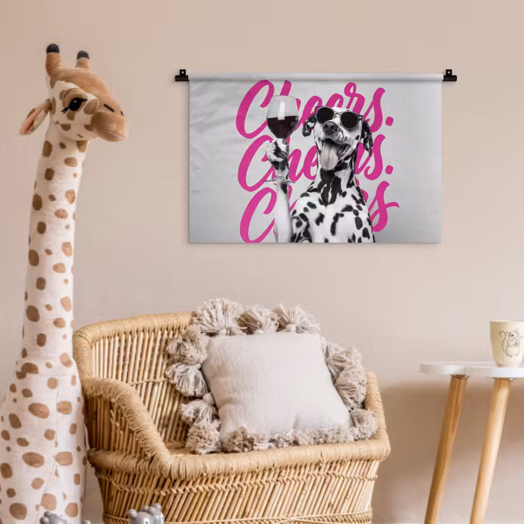Wandkleed - Cheers - Hond - Roze - Wijn — 5