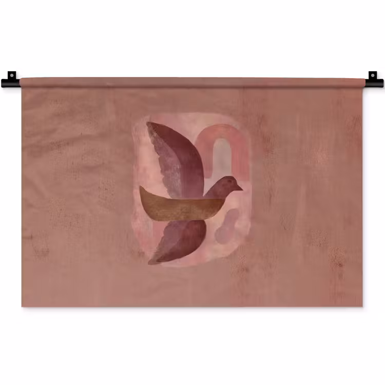 Wandkleed - Illustratie - Vogels - Abstract - Roze — 1
